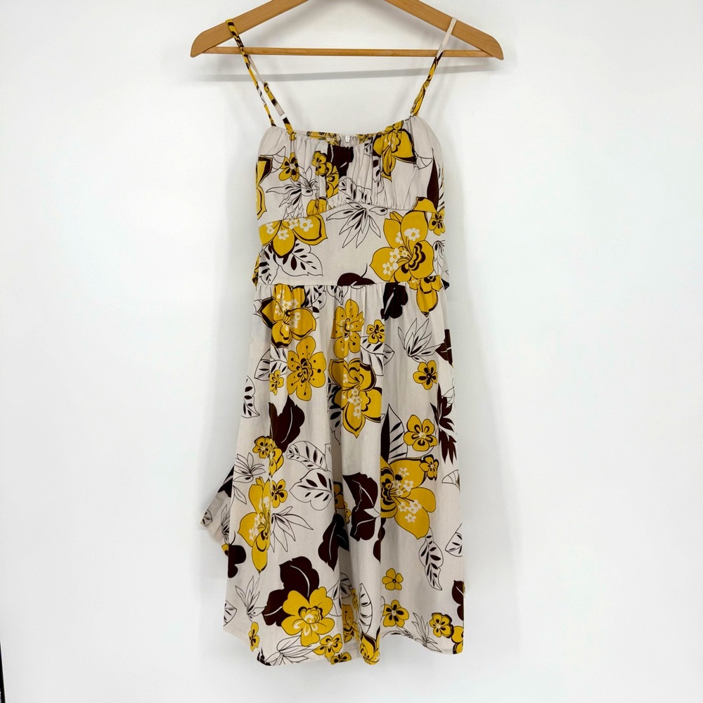 Vintage Y2K Ruby Rox Mini Dress Size 3 Brown‎ White Floral Retro Colorblock